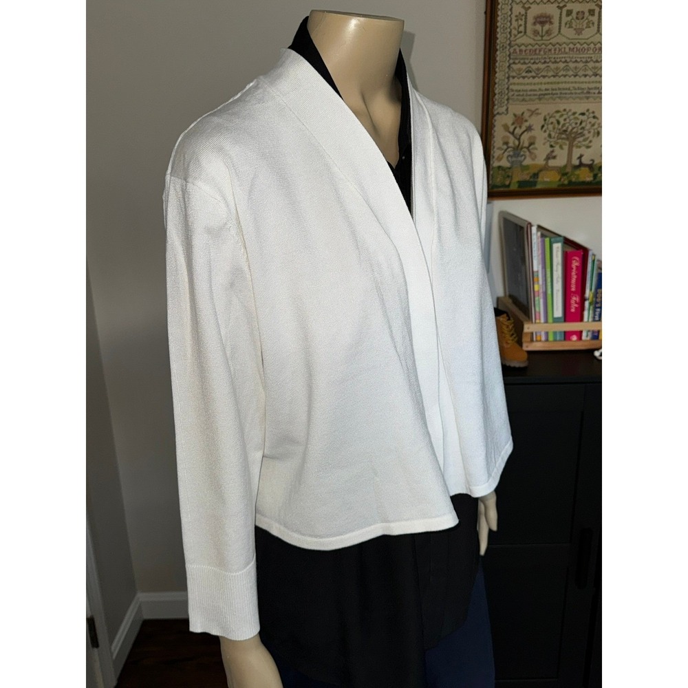 Verve Ami Womens White Ribbed Open‎ Front Cropped Cardigan Sweater XL